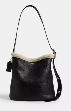 B1-009 Coach Bleecker Bucket Med w/Pouch Shearling / Black Nat CCC28 NWT - $595
